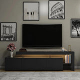 Comoda TV cu Led Beliz, Alb - Antracit - Nuc, 192x53x37 cm - Antracit