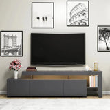 Comoda TV cu Led Beliz, Alb - Antracit - Nuc, 192x53x37 cm - Antracit