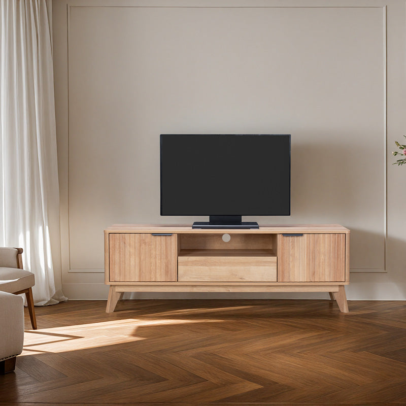 Comoda TV cu spatiu de depozitare Hamea, Natural, 145x39x49 cm