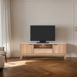 Comoda TV cu spatiu de depozitare Hamea, Natural, 145x39x49 cm