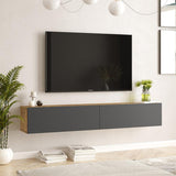 Comoda TV de perete Dello, 180x32x30 cm - Antracit-Sonoma