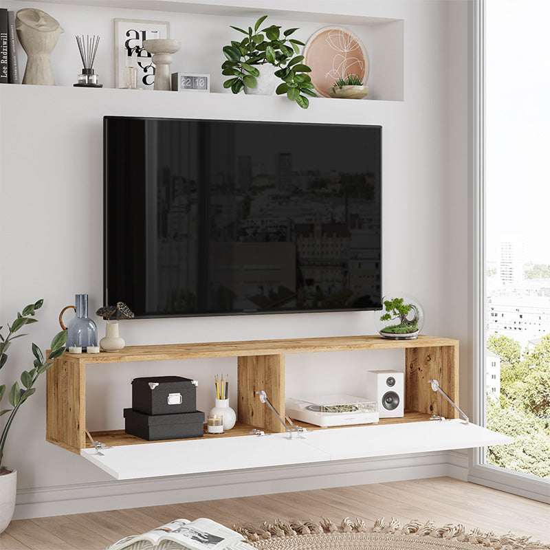 Comoda TV de perete Serit, Alb - sonoma, 140x31x29 cm