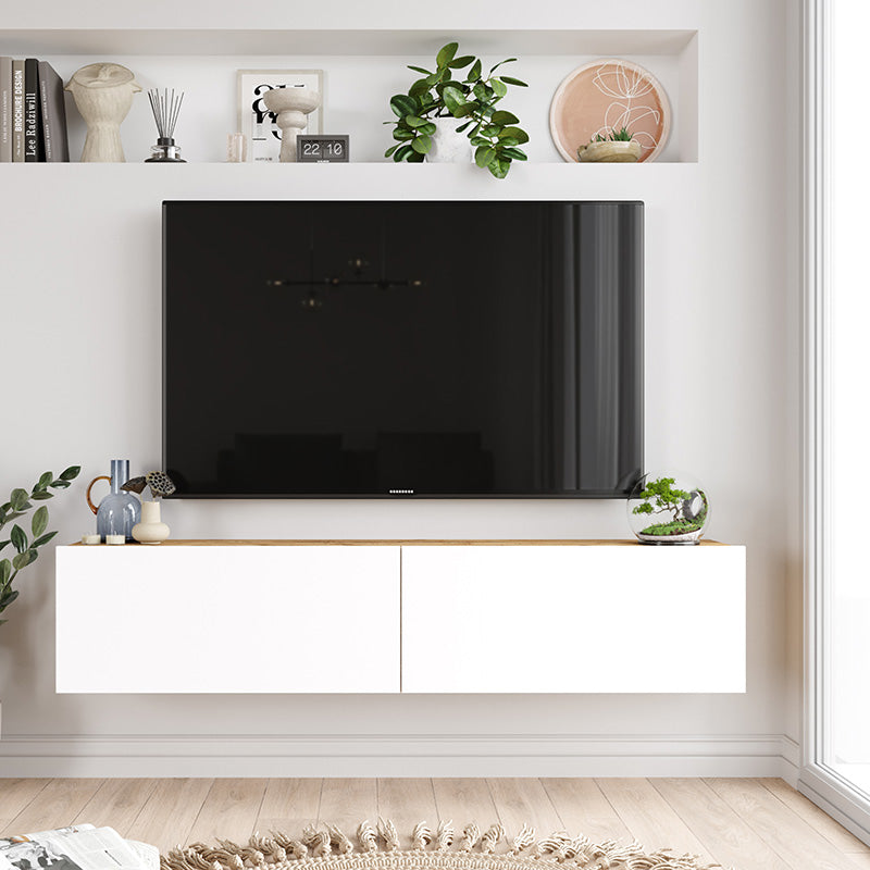 Comoda TV de perete Serit, Alb - sonoma, 140x31x29 cm