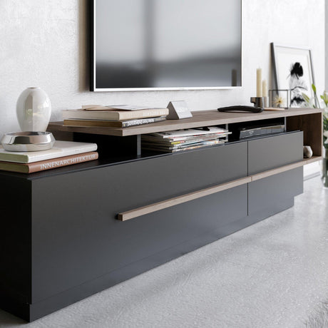 Comoda Tv Deniz, Negru, 180x46x39 cm