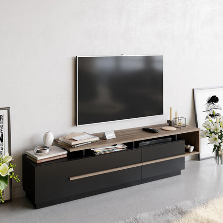 Comoda Tv Deniz, Negru, 180x46x39 cm
