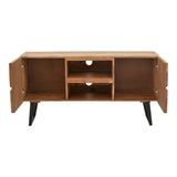 Comoda TV Dervie lemn masiv de acacia, Natural, 130x43x66 cm