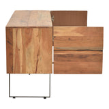 Comoda TV Dervie lemn masiv de acacia, Natural, 130x43x66 cm