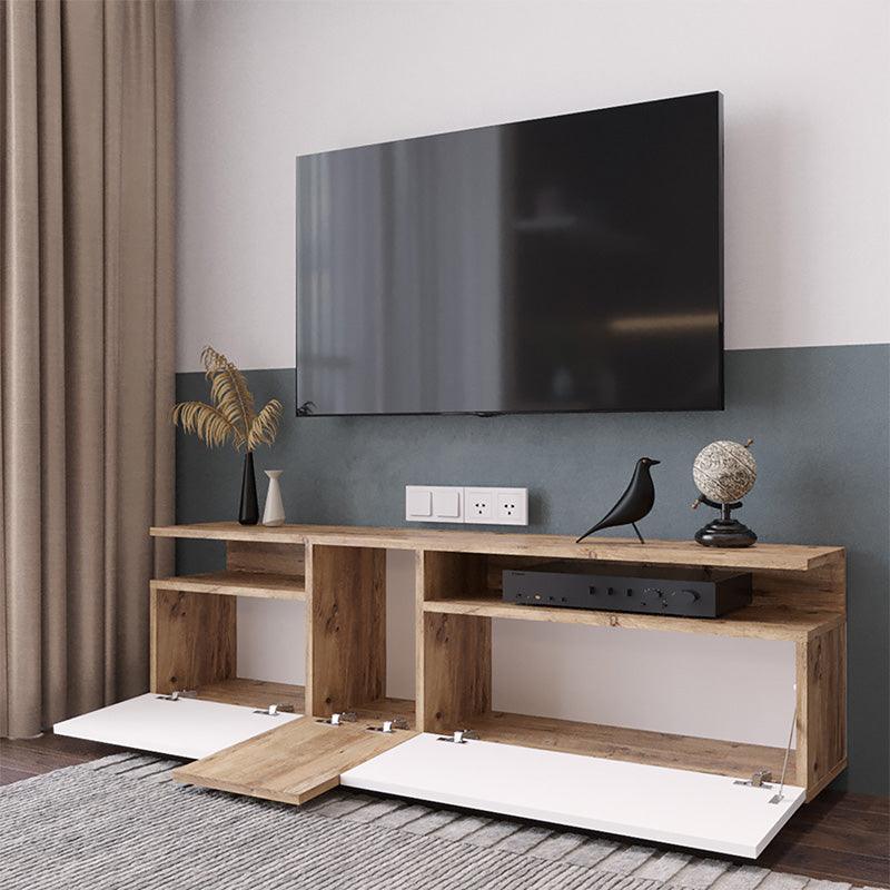 Comoda TV Elana, Alb - Antracit, 150x29x46 cm - Alb