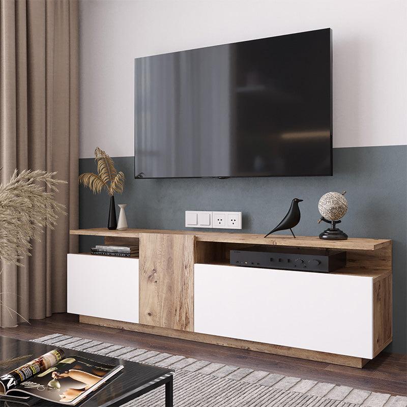 Comoda TV Elana, Alb - Antracit, 150x29x46 cm - Alb