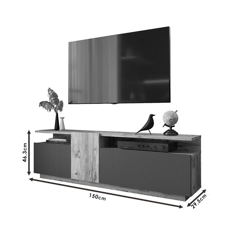 Comoda TV Elana, Alb - Antracit, 150x29x46 cm - Alb