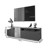 Comoda TV Elana, Alb - Antracit, 150x29x46 cm - Alb