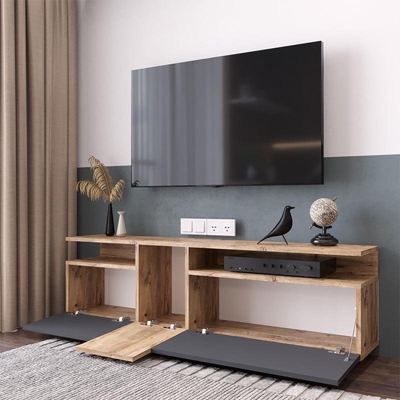 Comoda TV Elana, Alb - Antracit, 150x29x46 cm - Antracit