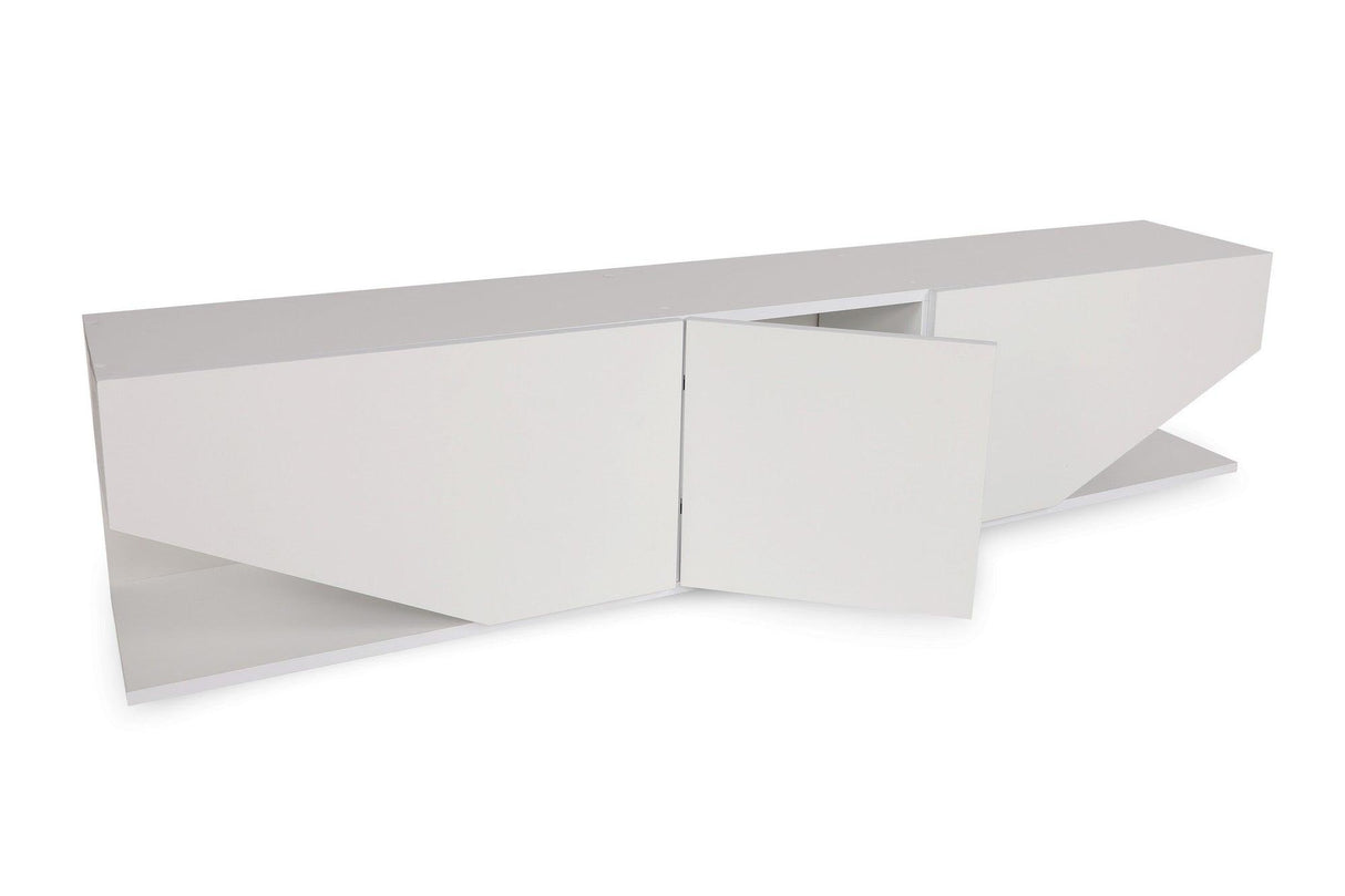Comoda Tv Elegant cu 3 usi, Alb, 180x40x30 cm
