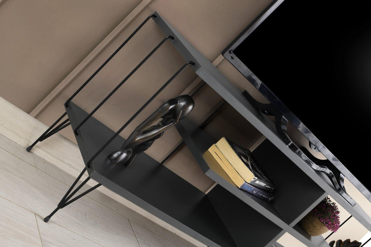 Comoda TV Eze, Crem - Alb - Maro - Gri, 120x45x30 cm - Gri