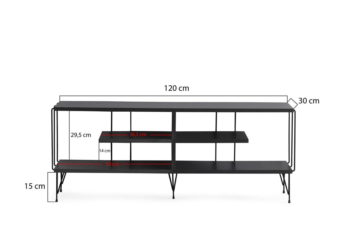 Comoda TV Eze, Crem - Alb - Maro - Gri, 120x45x30 cm - Gri