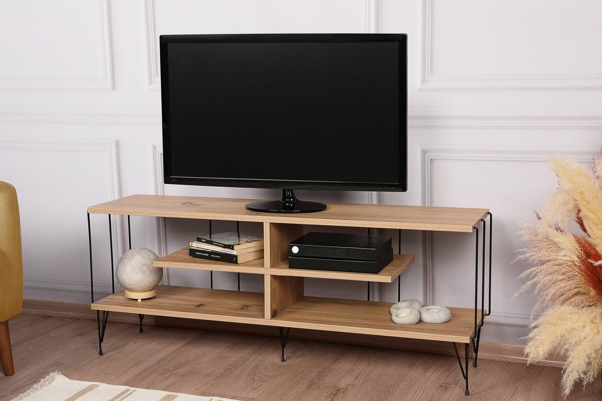 Comoda TV Eze, Crem - Alb - Maro - Gri, 120x45x30 cm - Crem