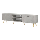 Comoda TV Gorna, Aspect marmura, Bej, 180x35x49 cm