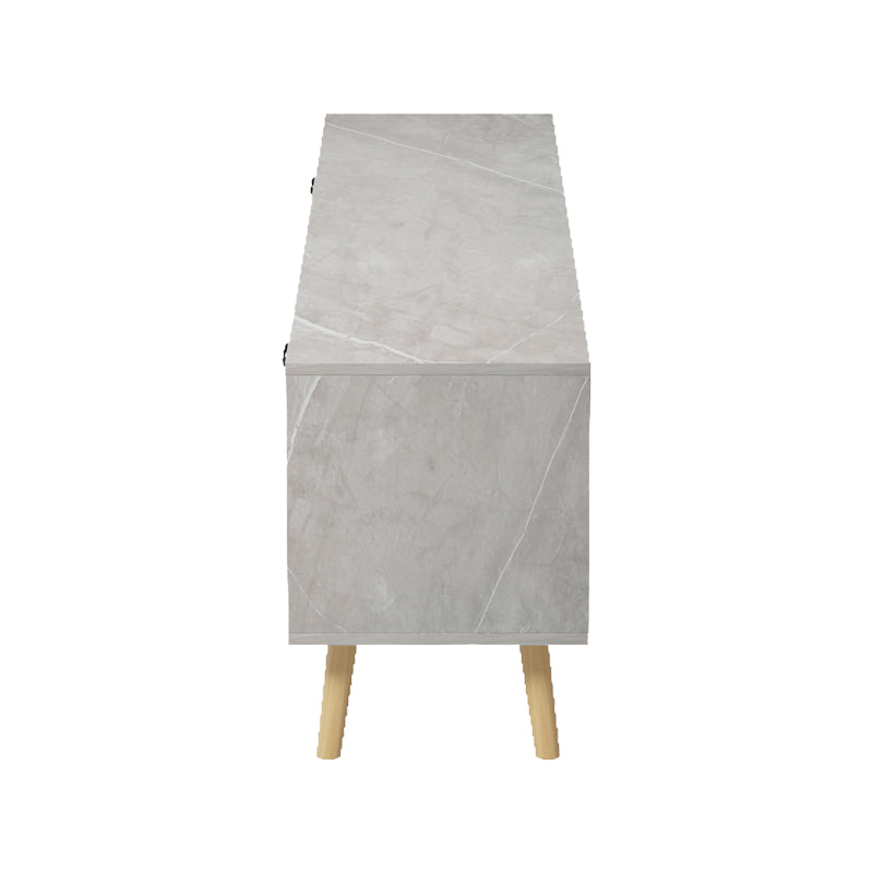 Comoda TV Gorna, Aspect marmura, Bej, 180x35x49 cm