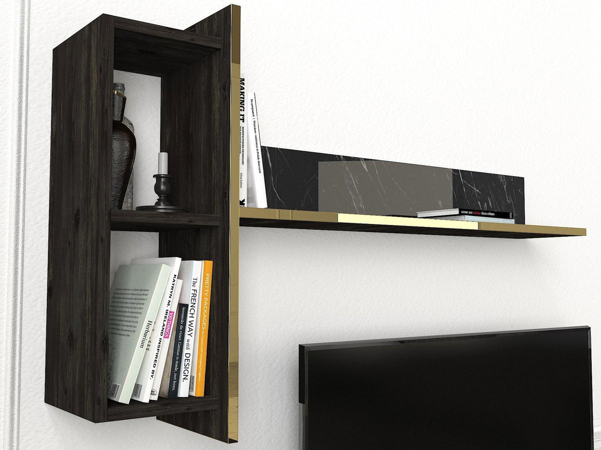 Comoda Tv Harlequin cu 3 Compartimente, Negru, 180x45x33 cm