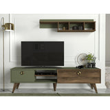 Comoda TV Heron cu biblioteca, Nuc, 180x32.5x48 cm