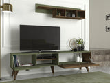 Comoda TV Heron cu biblioteca, Nuc, 180x32.5x48 cm