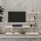 Comoda Tv ilgaz, Alb - Crem - Gri, 150x93x30 cm - Alb