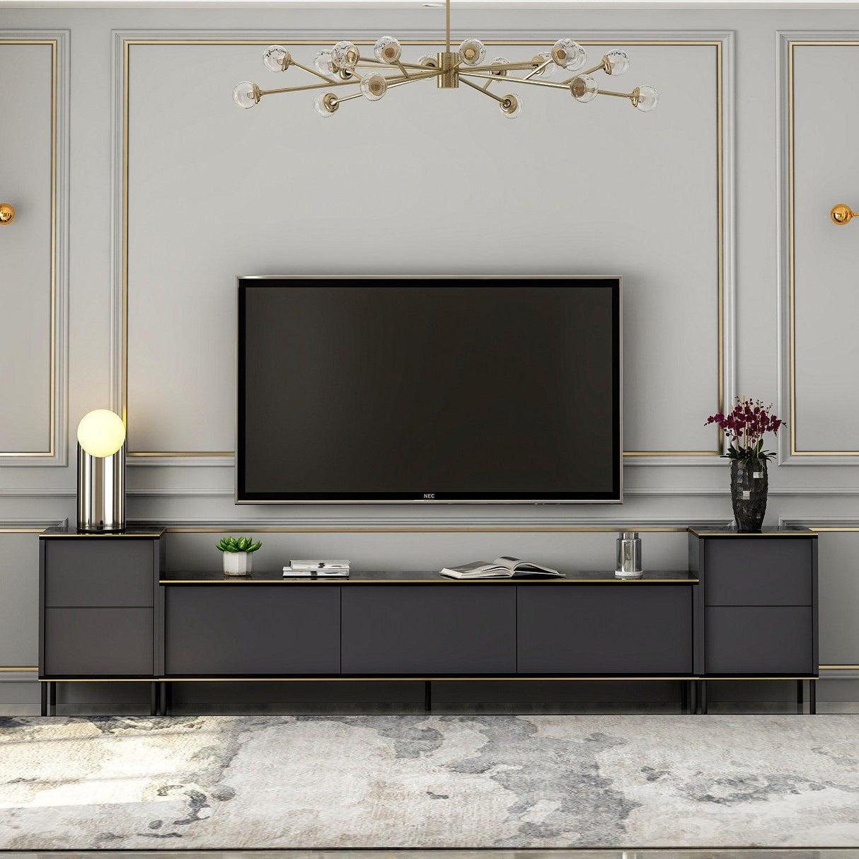 Comoda Tv Imaj, Gri, 180x45x35 cm - Gri