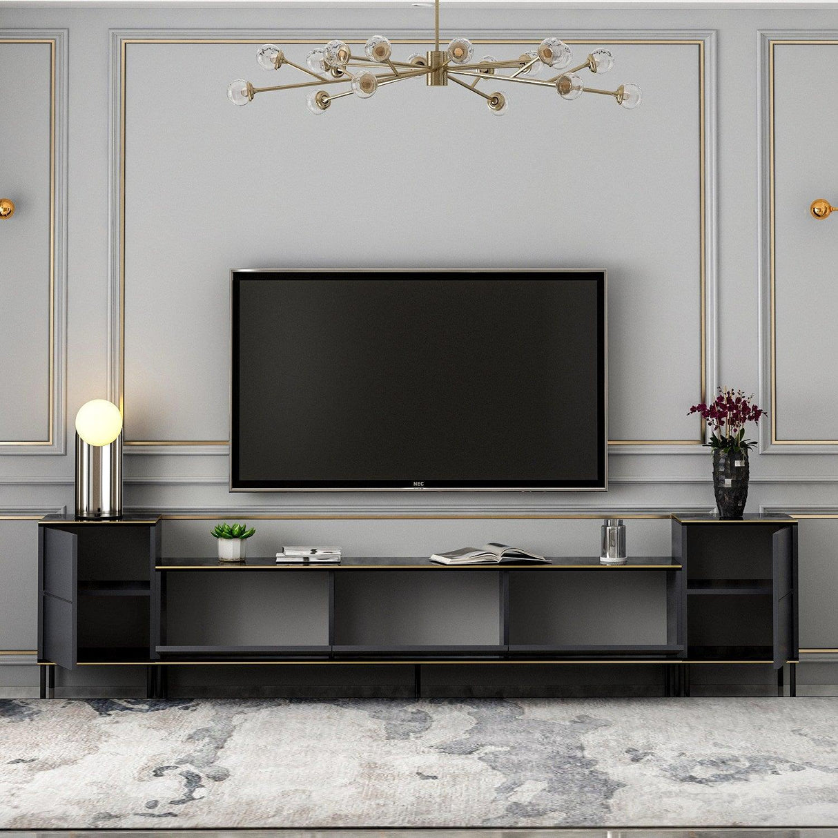 Comoda Tv Imaj, Gri, 180x45x35 cm - Gri
