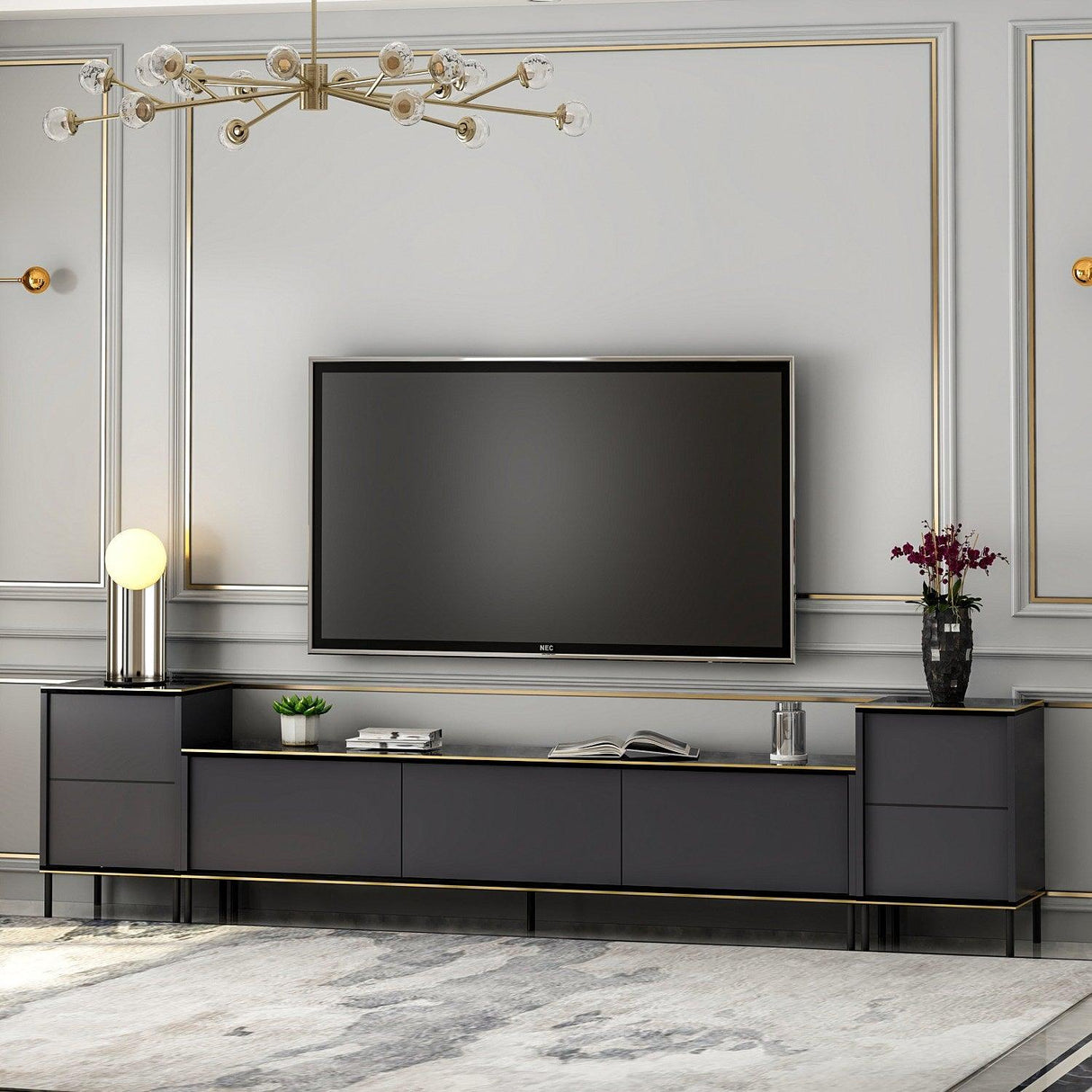 Comoda Tv Imaj, Gri, 180x45x35 cm - Gri