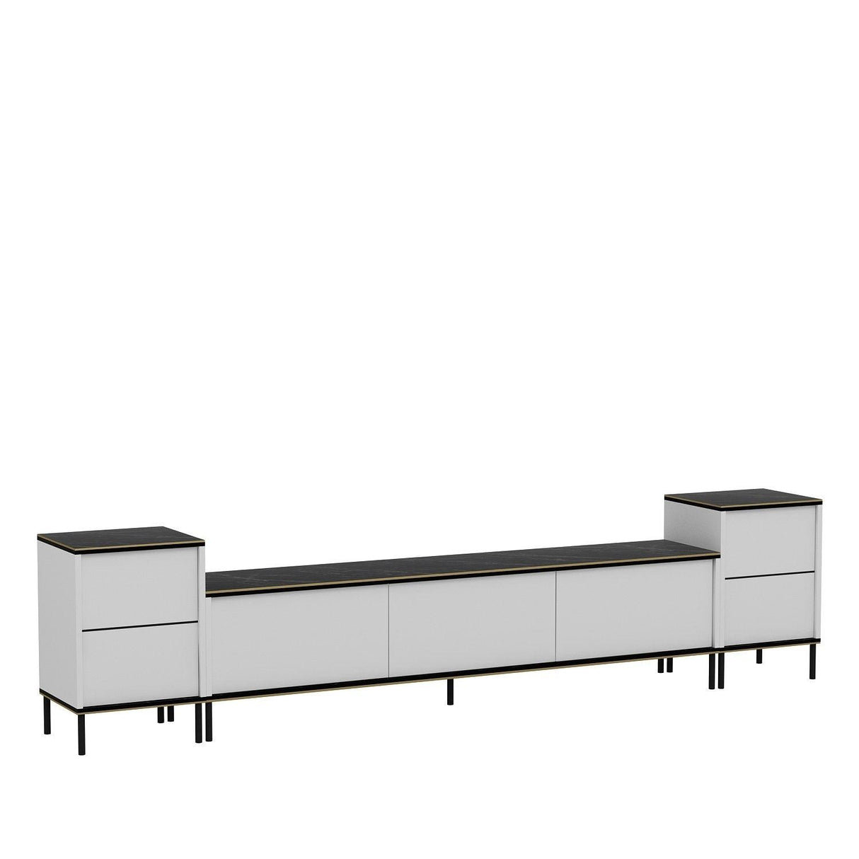 Comoda Tv Imaj, Gri, 180x45x35 cm - Auriu alb negru