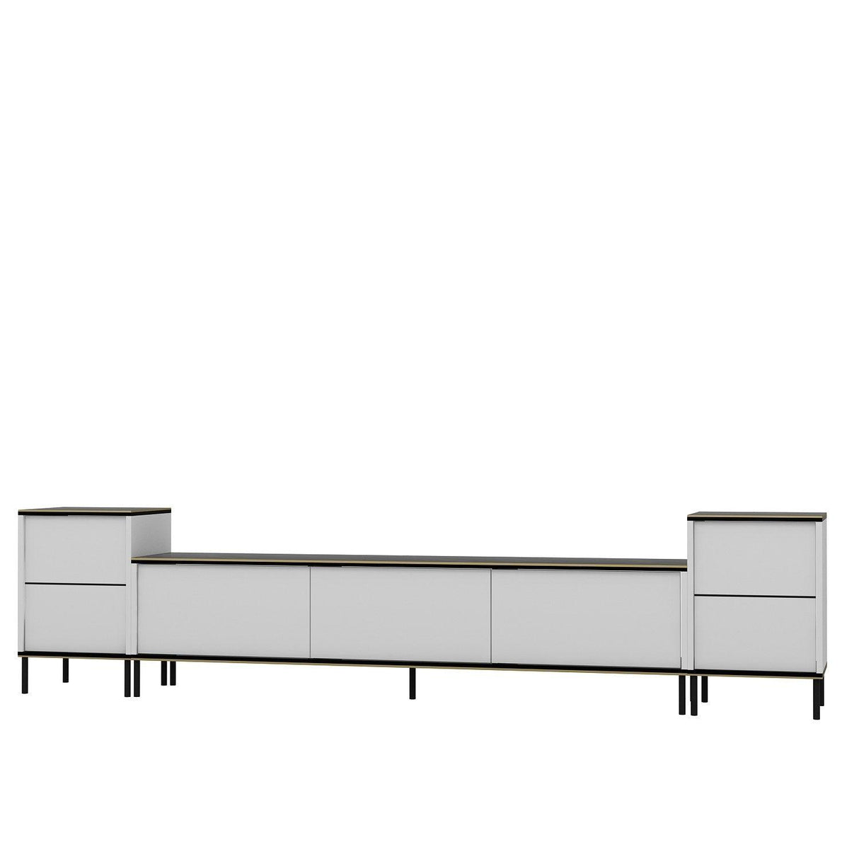 Comoda Tv Imaj, Gri, 180x45x35 cm - Auriu alb negru