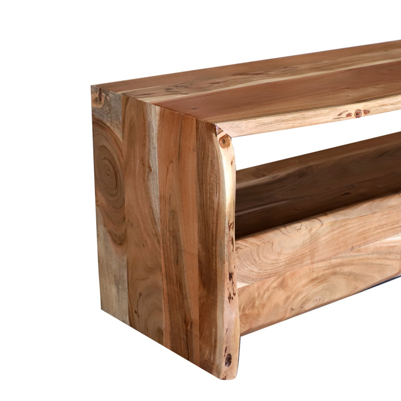 Comoda TV Konna lemn masiv de acacia, nuc, 140x40x45 cm