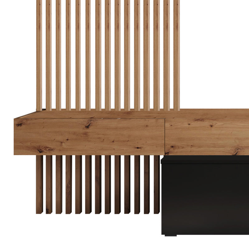 Comoda TV Litende Lux cu Riflaj, Diverse culori, 250x42x200 cm, 42x250 cm - Negru