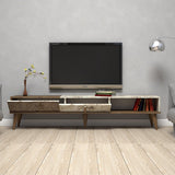 Comoda Tv Lux Elixir cu 3 Compartimente, Alb - Nuc, 180x40x35 cm