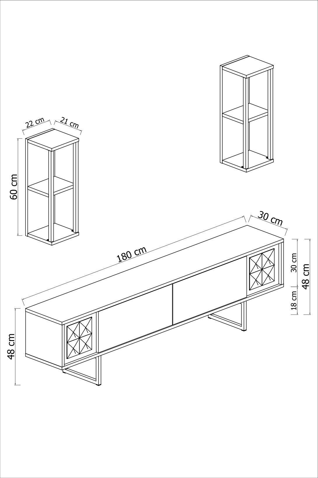 Comoda Tv Lux Gold Line Tv Stand Stylish, Alb - Nuc - Gri, 180x30x18 cm - Maro