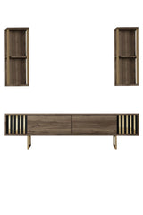 Comoda Tv Lux Gold Line Tv Stand Stylish, Alb - Nuc - Gri, 180x30x18 cm - Maro