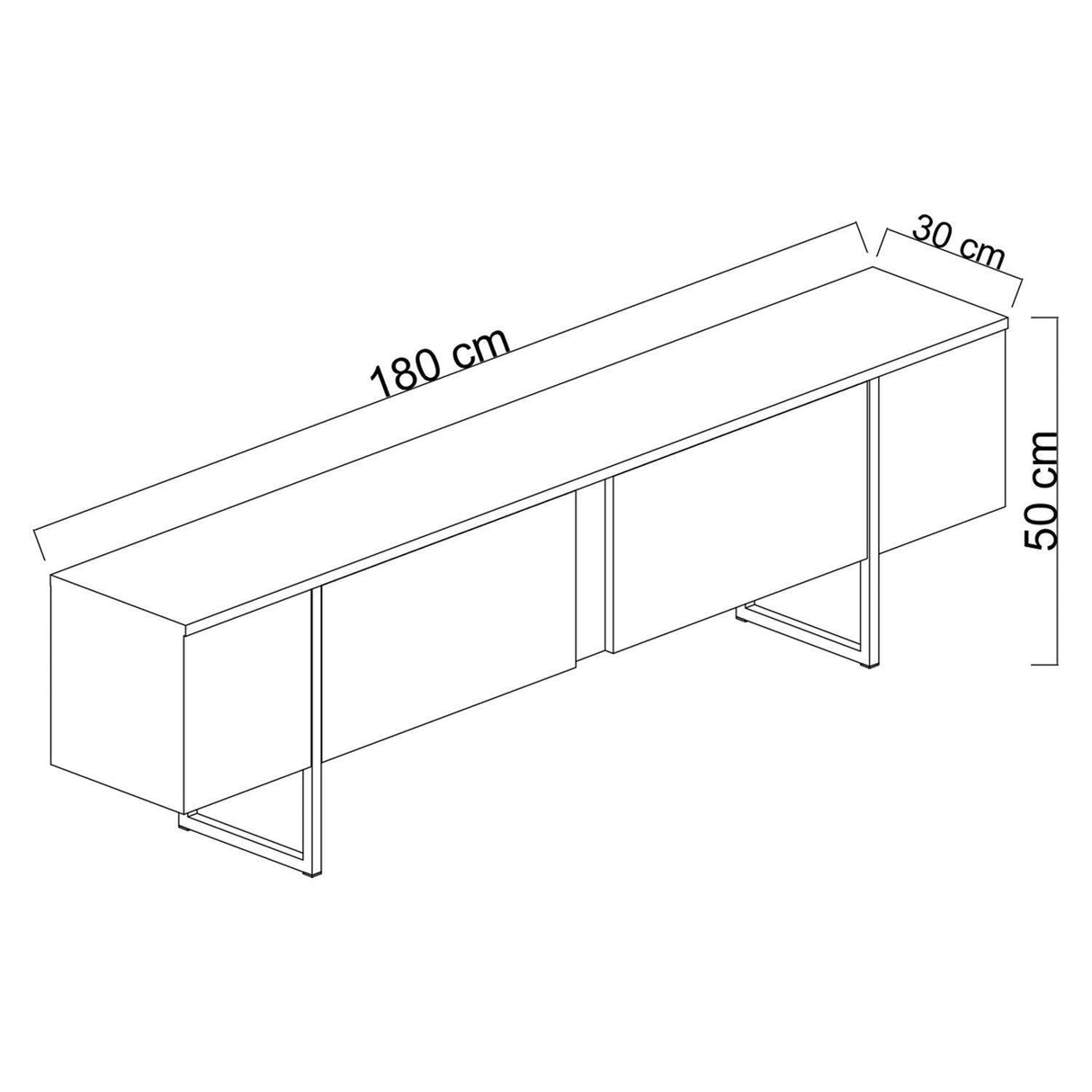 Comoda Tv Luxe TV Stand Chic, Alb Negru Nuc, 180x50x30 cm - Nuc