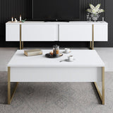 Comoda Tv Luxe TV Stand Chic, Alb Negru Nuc, 180x50x30 cm - Alb
