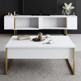 Comoda Tv Luxe TV Stand Chic, Alb Negru Nuc, 180x50x30 cm - Alb