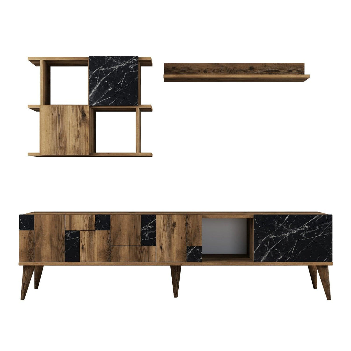 Comoda Tv Madrid TV Unit, Nuc, 34x49x180 cm - Nuc Negru