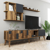 Comoda Tv Madrid TV Unit, Nuc, 34x49x180 cm - Antracit de nuc