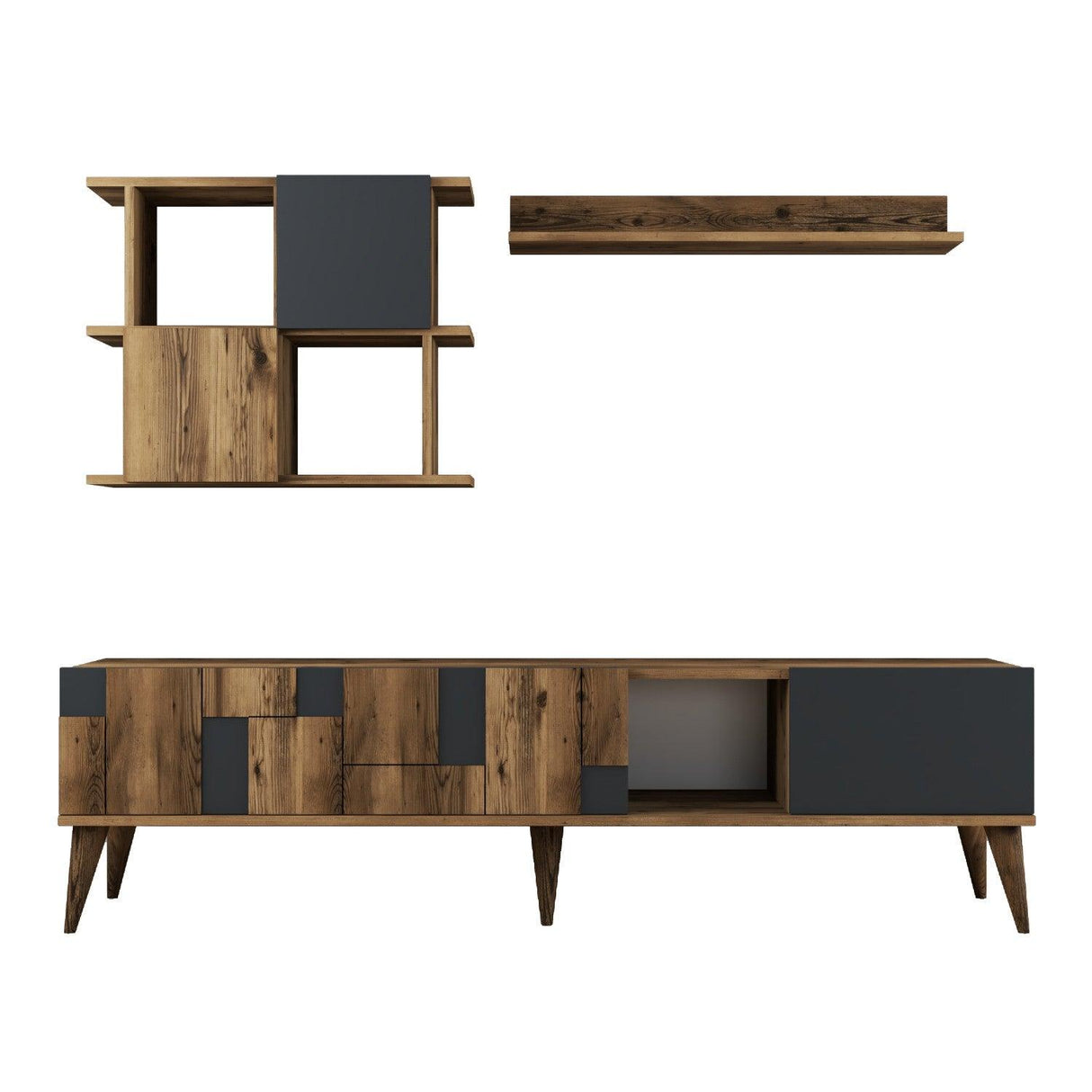 Comoda Tv Madrid TV Unit, Nuc, 34x49x180 cm - Antracit de nuc