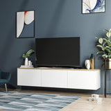 Comoda Tv Neon cu 3 Compartimente, Alb, 160x35x32 cm