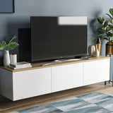 Comoda Tv Neon cu 3 Compartimente, Alb, 160x35x32 cm