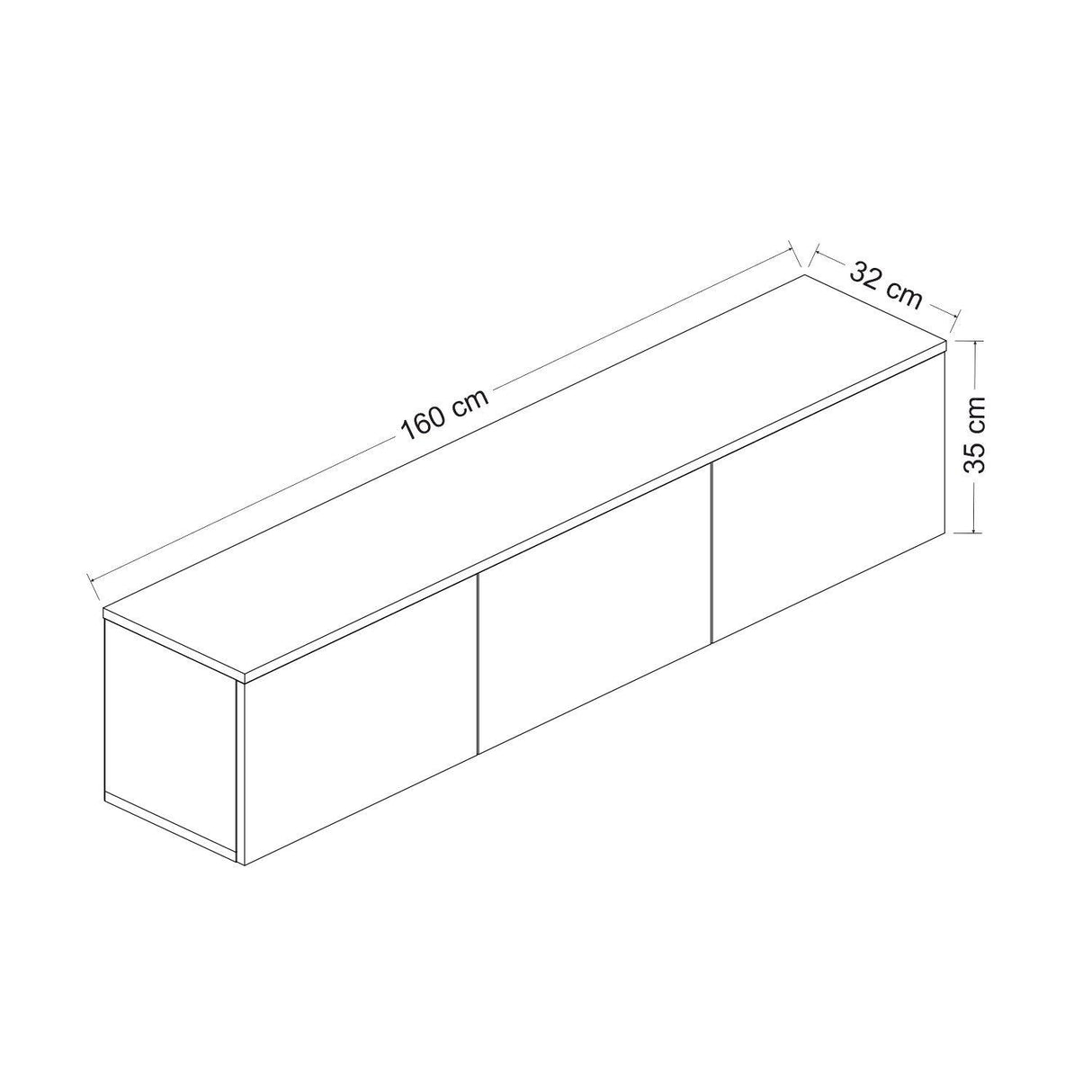 Comoda Tv Neon cu 3 Compartimente, Alb, 160x35x32 cm