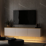Comoda TV Neon Inarch, alb - stejar, pin atlantic, 160x32 cm - Comoda TV Neon Inarch, alb - stejar, pin atlantic, 160x32 cm