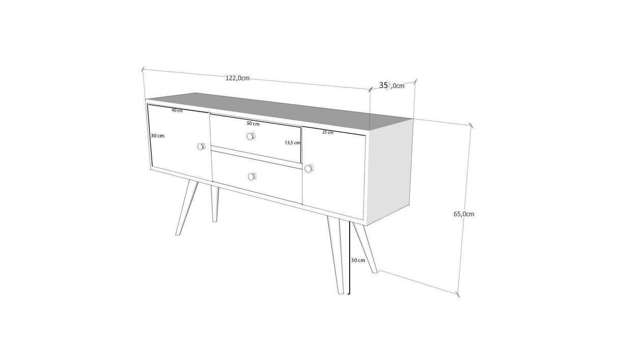 Comoda TV Odense Scandinav, Alb, 122x65x35 cm