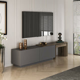 Comoda TV Oslo Antec, Anthracite Walnut - White Atlantic Pine, 180x43 cm - Anthracite Walnut
