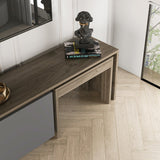 Comoda TV Oslo Antec, Anthracite Walnut - White Atlantic Pine, 180x43 cm - Anthracite Walnut