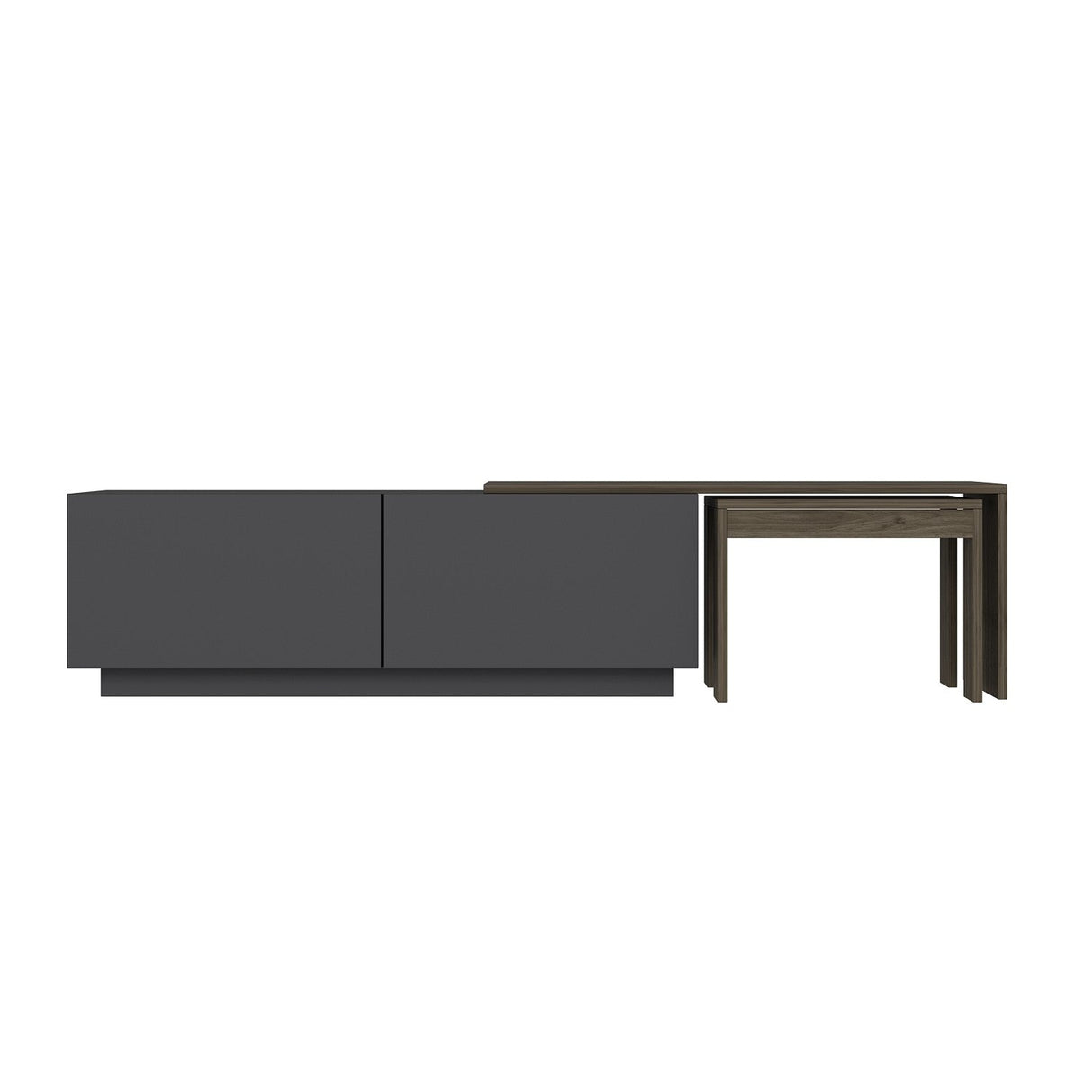 Comoda TV Oslo Antec, Anthracite Walnut - White Atlantic Pine, 180x43 cm - Anthracite Walnut